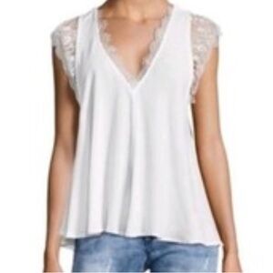 Free People Movin On Lace Details Top.